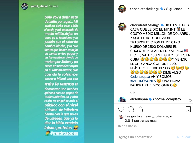 Captura de la respuesta de Chocolate MC a Yomil