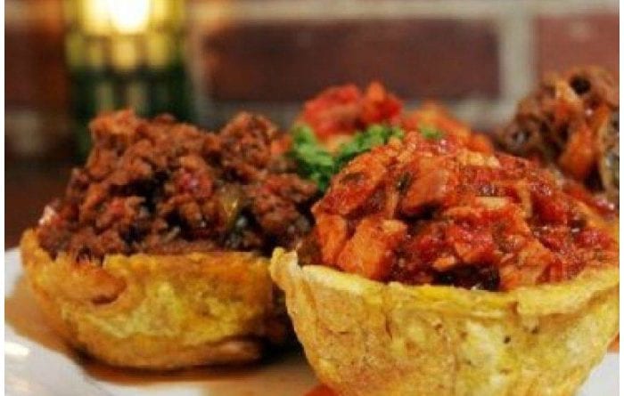 Como hacer Tostones rellenos de Ropa Vieja