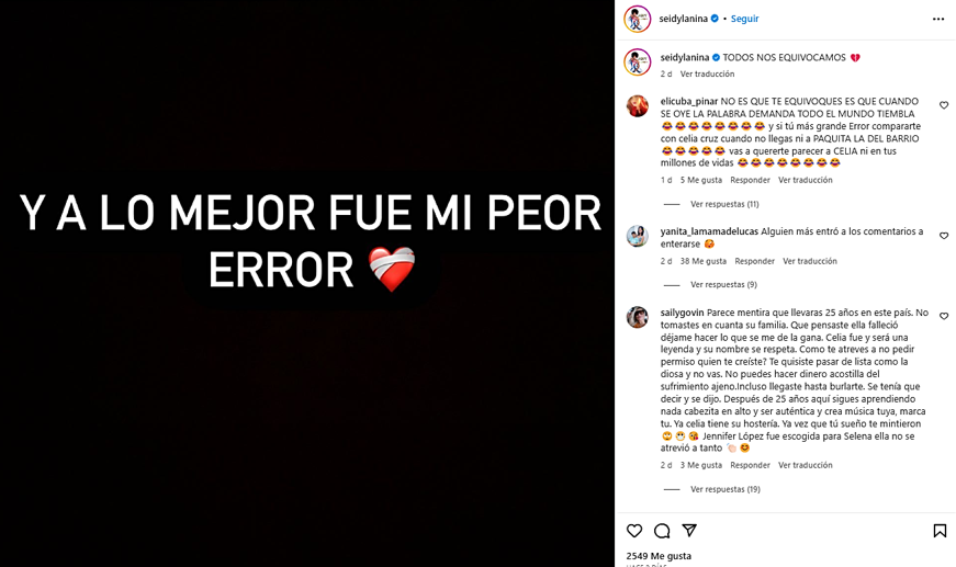 Seidy la nina error - Captura INSTAGRAM