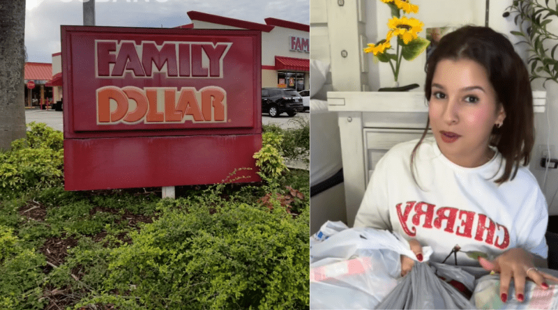 Cubana muestra los productos que compró para enviar a Cuba desde Family Dollar.