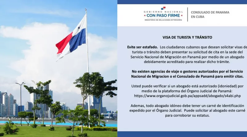Advertencia del Consulado de Panamá en La Habana sobre estafas de visas para cubanos