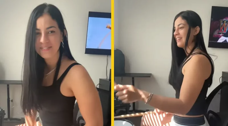 Baterista cubana Kyoshi Díaz tocando reparto con energía en TikTok