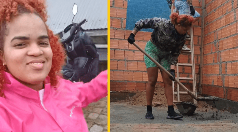 Mujer cubana construyendo su casa en Brasil con esfuerzo y esperanza.