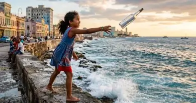 niña cubana lanza mensaje en una botella-imagen de referencia-Gemini